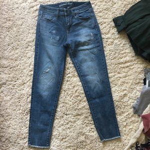 blue mid-rise boyfriend jeans
